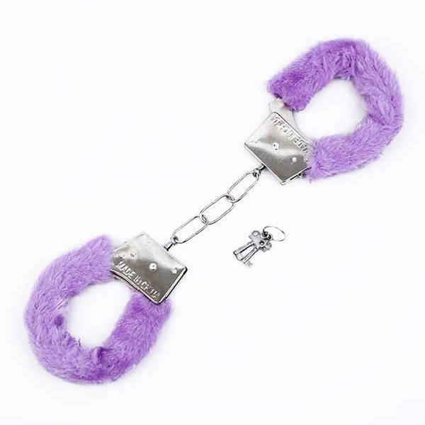 Censan Fetiş Fantezi Mor Peluşlu Metal Kelepçe