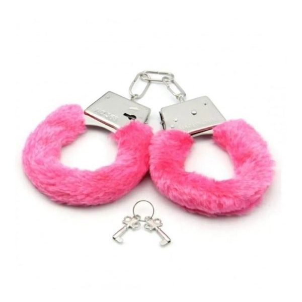 Censan Fetiş Fantezi Pembe Peluşlu Metal Kelepçe
