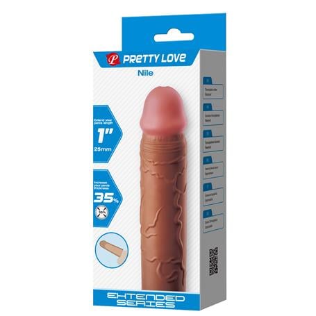 2,5 cm Dolgulu Premium Melez Rengi Silikon Penis Kılıfı - Nile