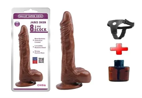 21,5 cm Belden Bağlamalı Gerçekçi Melez Dildo Penis