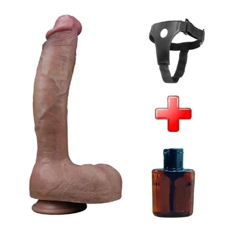 27 Cm Belden Bağlamalı Yeni Nesil Çift Katmanlı Gerçekçi Kalın Dildo Penis