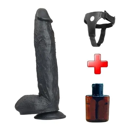 31 Cm Belden Bağlamalı Vantuzlu Realistik Zenci Penis Anal Vajinal Dildo