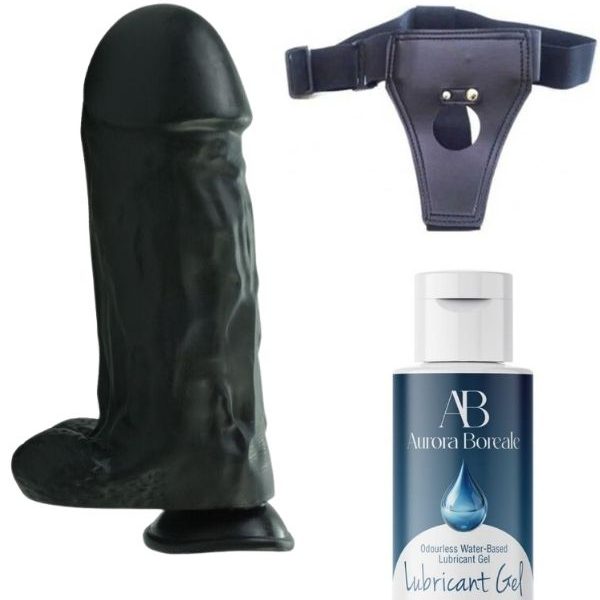 Censan Belden Bağlamalı Kayganlaştırıcı Set Noctis 27Cm Siyah Dildo No:2