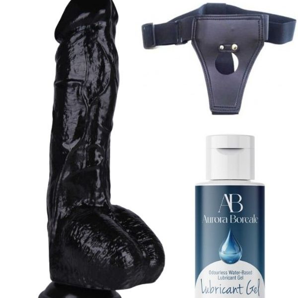 Censan Belden Bağlamalı Kayganlaştırıcı Set Noctis 26,5Cm Siyah Dildo No:63