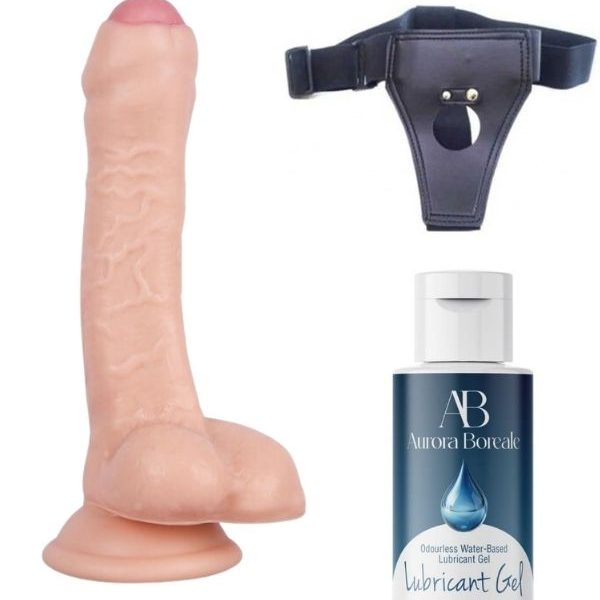 Gizemli Oda Belden Bağlamalı Kayganlaştırıcı Set Noctis 18cm Realistik Dildo No:100