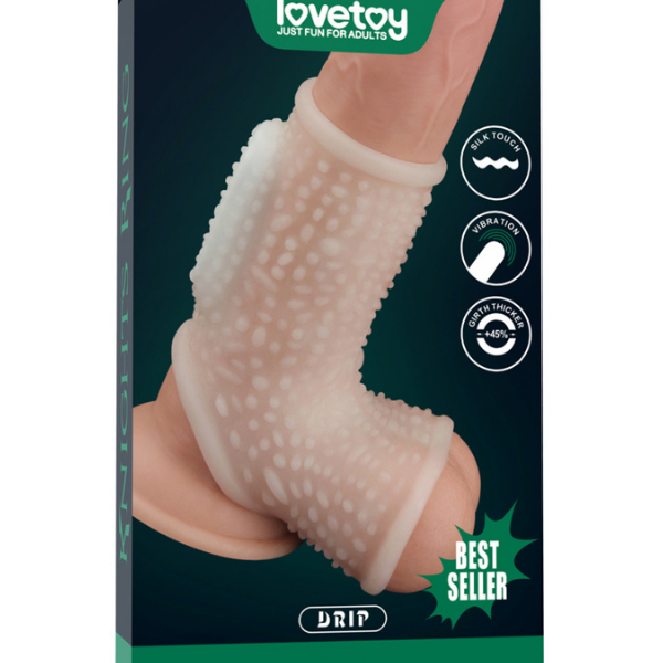 Censan Vibrating Drip Knights Ring With Scrotum Sleeve (Beyaz)