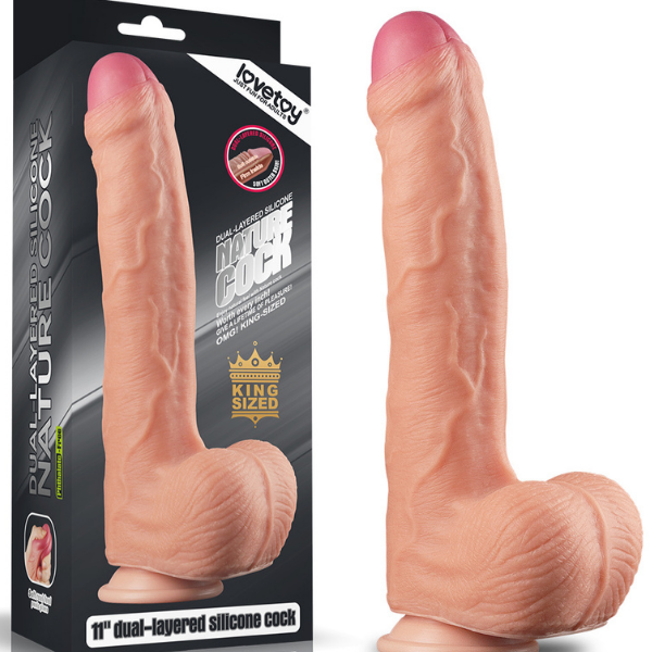 Gizemli Oda 11 İnç Dual Layer Platinum Silicone Cock