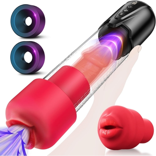 Gizemli Oda Cafatop 3’ü 1 Arada Erkek Vakum Pompası ve Mastürbatörü – Elektrikli Otomatik Emiş, Penis Büyütücü ve 2 Yedek Kılıf + 3 Penis Halkası, Pembe İç Kılıf, USB Şarjlı