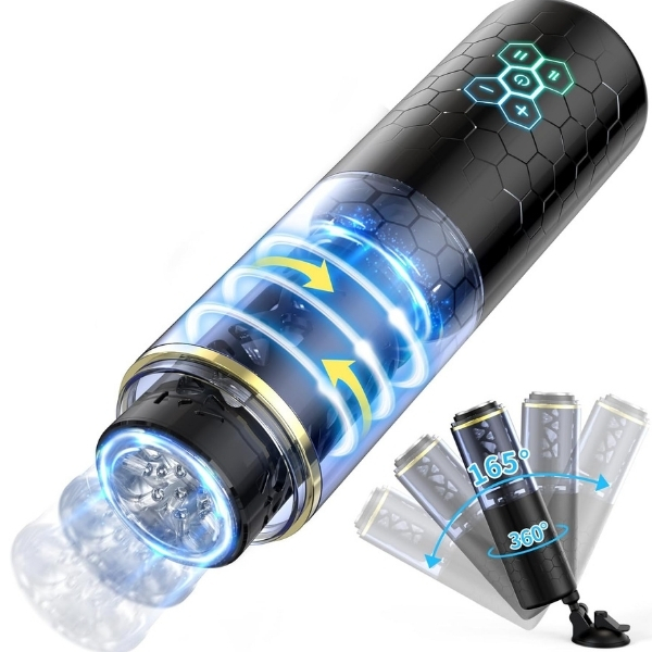 Kablosuz Elleri Serbest Bırakan Erkek Mastürbatörü – 10 Otomatik İleri Geri ve Dönen Mod, Ayarlanabilir Vantuz Taban, 3D Dokulu İç Kılıf