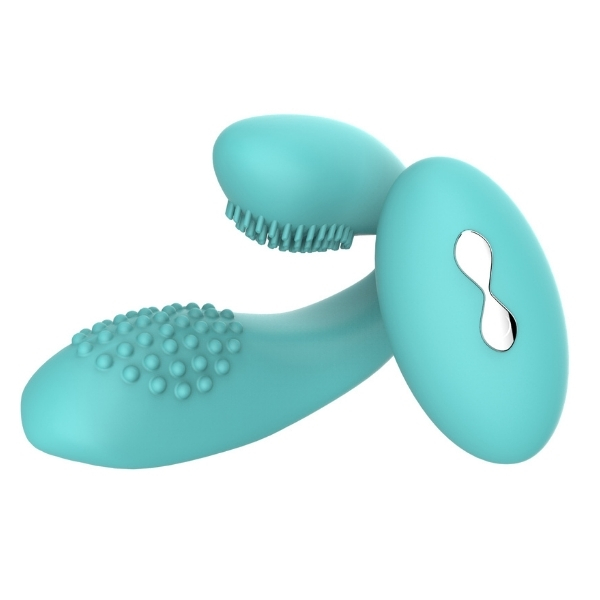 Gizemli Oda Kablosuz Kumandalı Tırtıklı Klitoris ve G-Spot Uyarıcı 2 in 1 Çift C Vibratör