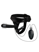 Siyah Double Dong Titreşimli Belden Bağlamalı Çift Taraflı Bisex Dildo Vibratör - Görsel 3