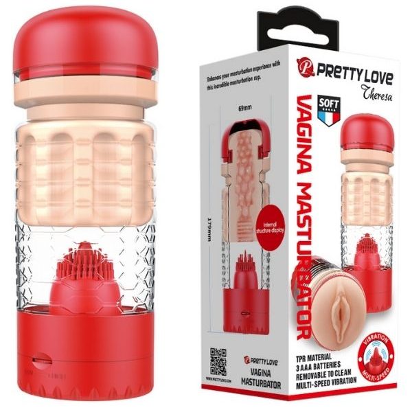 Gizemli Oda Theresa Kırmızı Vajina & Dil Mastürbatör