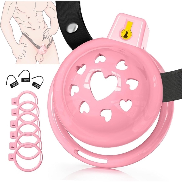 Gizemli Oda Yumuşak Kalp Desenli Silikon Erkek Penis Kafesi