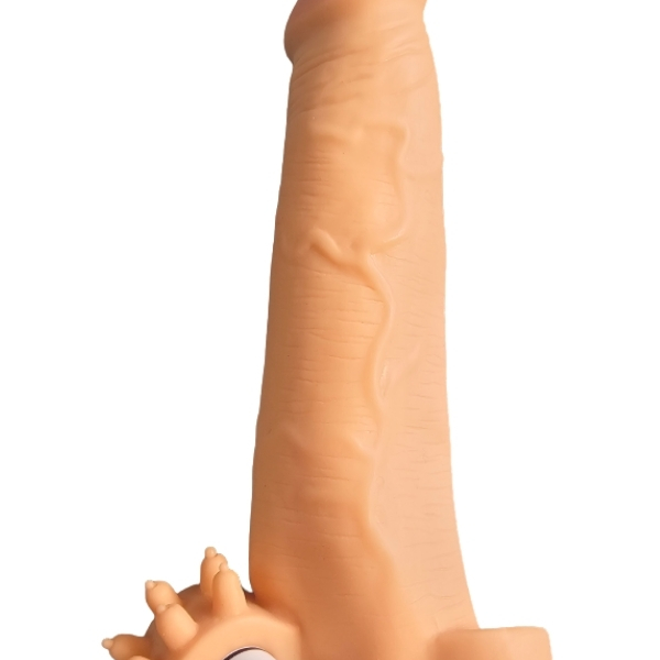 Gizemli Oda Gerçekçi Penis Kılıfı Et Dokusunda Titreşimli Testis Geçmeli 20 cm