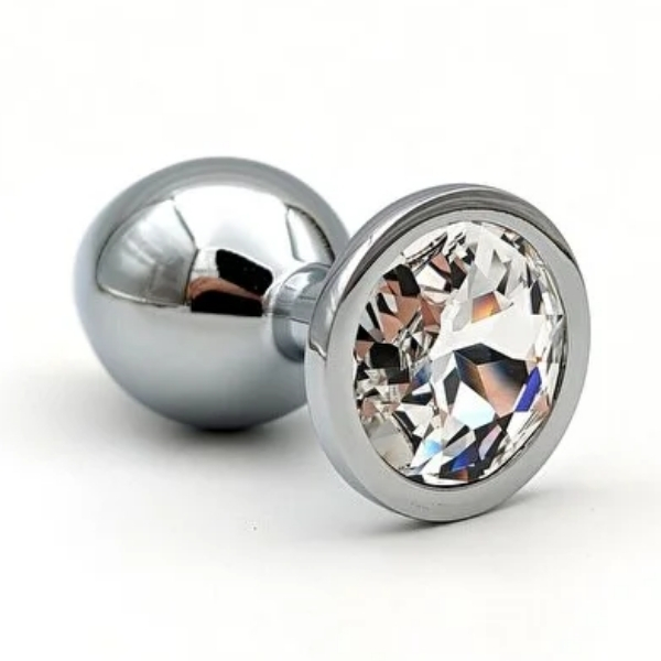 Gizemli Oda Paslanmaz Çelik Anal Plug Tıkaç Beyaz Taşlı