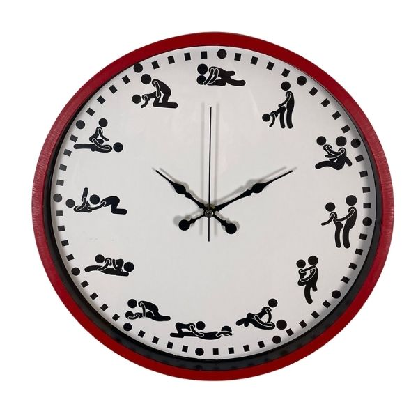 Gizemli Oda Kamasutra Temalı (Pozizyonlu) Duvar Saati Kırmızı