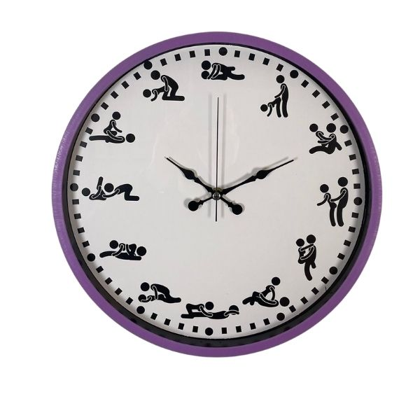 Gizemli Oda Kamasutra Temalı (Pozizyonlu) Duvar Saati Mor